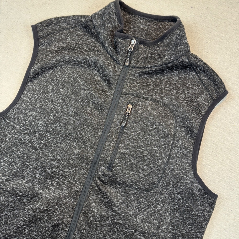 Free Country Large Sweater Fleece Vest Mens Charcoal Gray Full Zip Mock Neck